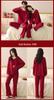 Newlywed Couple Red Cotton Pajama Set: Long Sleeve, Festive, Plus Size, Men's and Women's Home Wear for Spring and Autumn