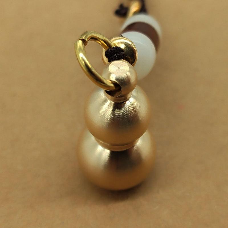 Brass gourd pendant car key jewelry pendant creative flat bottom gourd trinket gift recruiting rice pure copper ornament