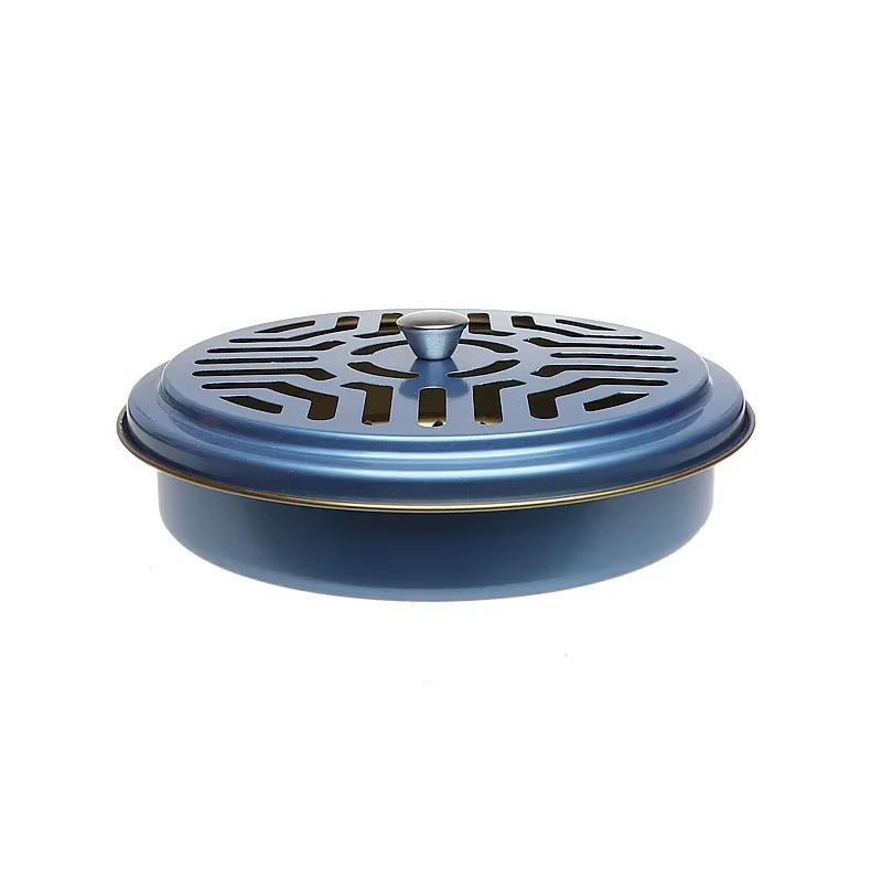 

Fireproof Mosquito Coil Box with rotundity Lid Serrated Outdoor Coil Holder,Iron Aromatherapy Tray Summer Nights Camping tools
