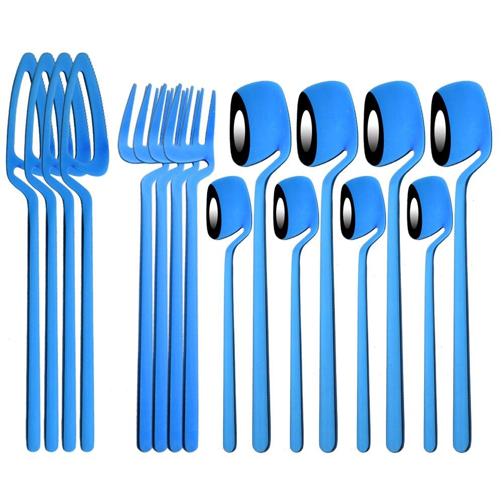 16Pcs Rainbow Color Dinnerware Flatware Cutlery Set Dinner Forks Knives Coffee Tea Spoons Stainless Steel Tableware Dinner Set
