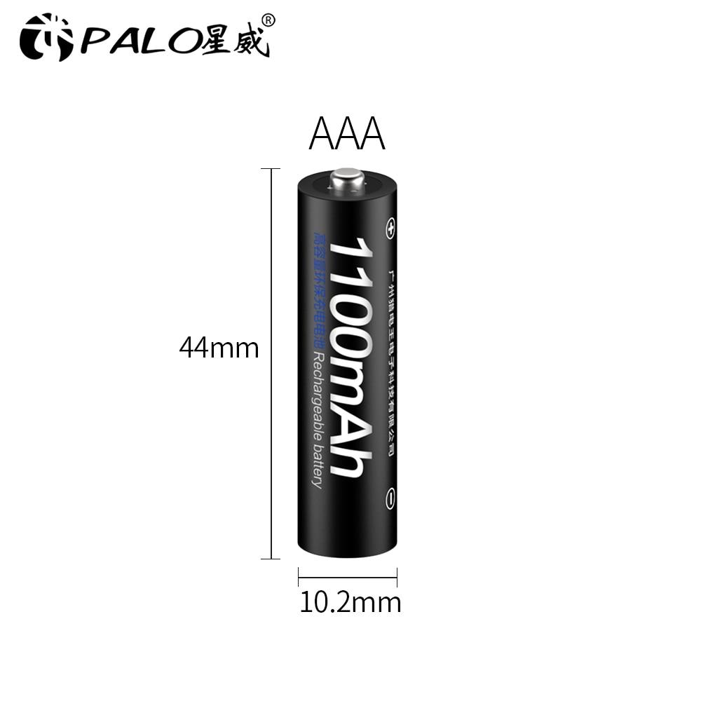 PALO 4 Slots LCD Display Charger for 1.2V AA/AAA Ni-MH Battery + 1100mAh AAA NIMH Rechargeable Battery