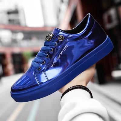 Hot Sale Casual Men's Shoes Blue Mirror Glitter Sneakers Men Flat Streetwear Hip Hop Men Luxury Designer Shoes Chaussure Homme