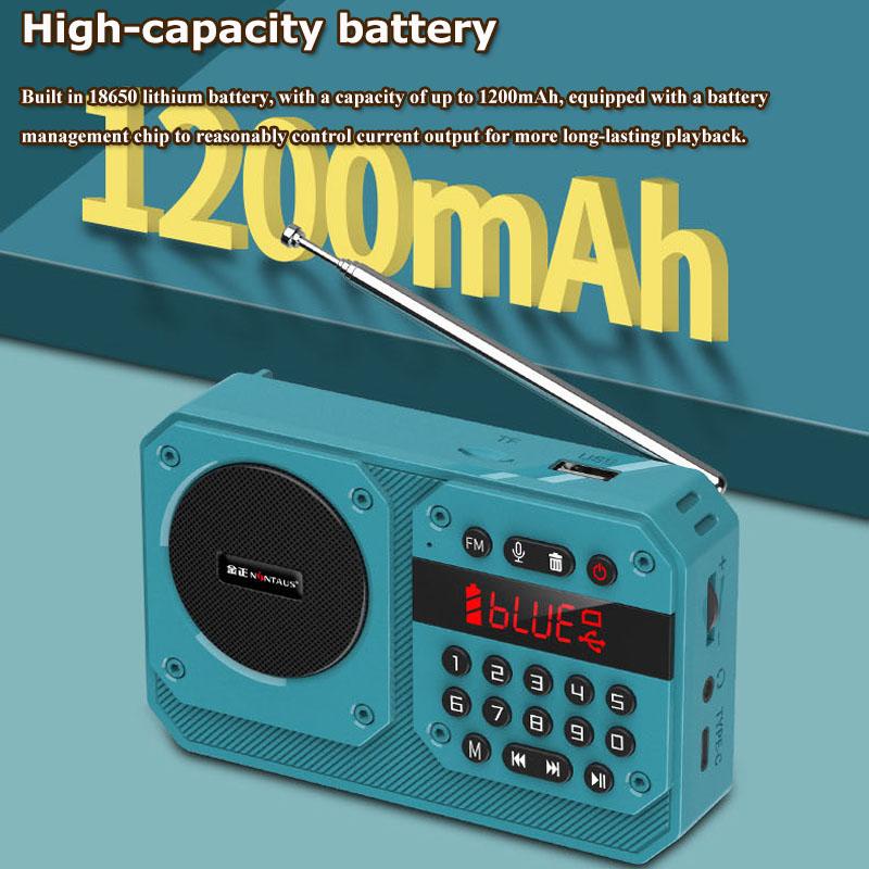 Mini Portable FM Radio High Sensitivity Radios Receiver Wireless Hifi  Bluetooth Speaker with Mic Support Recording TF USB Play