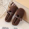 Toddler Girls Strappy Fuzzy Flats New Winter Kids Ballet Flats Soft Sole Non-slip Elegant Retro Girls School Party Shoes