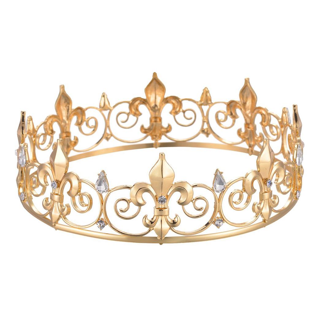 New Baroque bridal crown golden rhinestone gun tip shape round crown