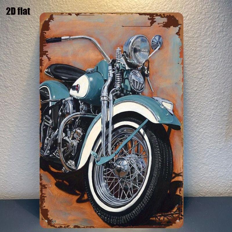 Vintage Tin Sign Retro Motorcycle Garage Wall Decor Bar Man Cave Artwork