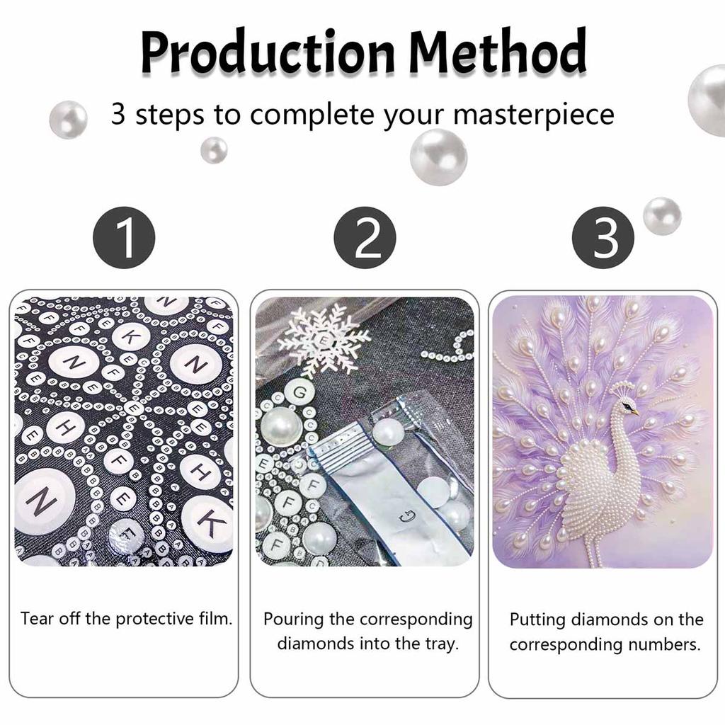 Pearl Art Painting Kit for Adults and Beginners Elegant Peacock Sparkling Painting Craft Home Wall Decor Handmade Gift