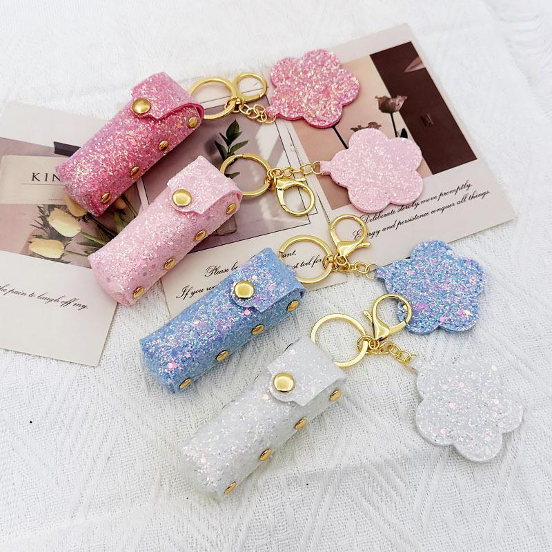 Portable Lipstick Bag Pouch Lip Balm Bag Keychain Holder Creative Lipsticks Protective Cover With Mirror
