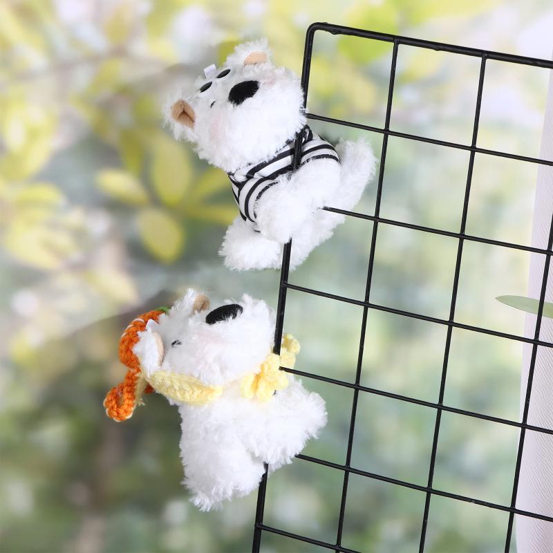 Kawaii West Highland Terrier Welpen Plüschtier Cartoon Magnetische Stoffpuppen Motorrad Elektrofahrrad Rückspiegel Anhänger Dekor