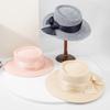 Cappello di Paglia Rosa in Seta e Lino per Donna, Cappello da Sole a Tesa Piatta & Berretto da Vestito, Nuova Moda Elegante Primavera Estate