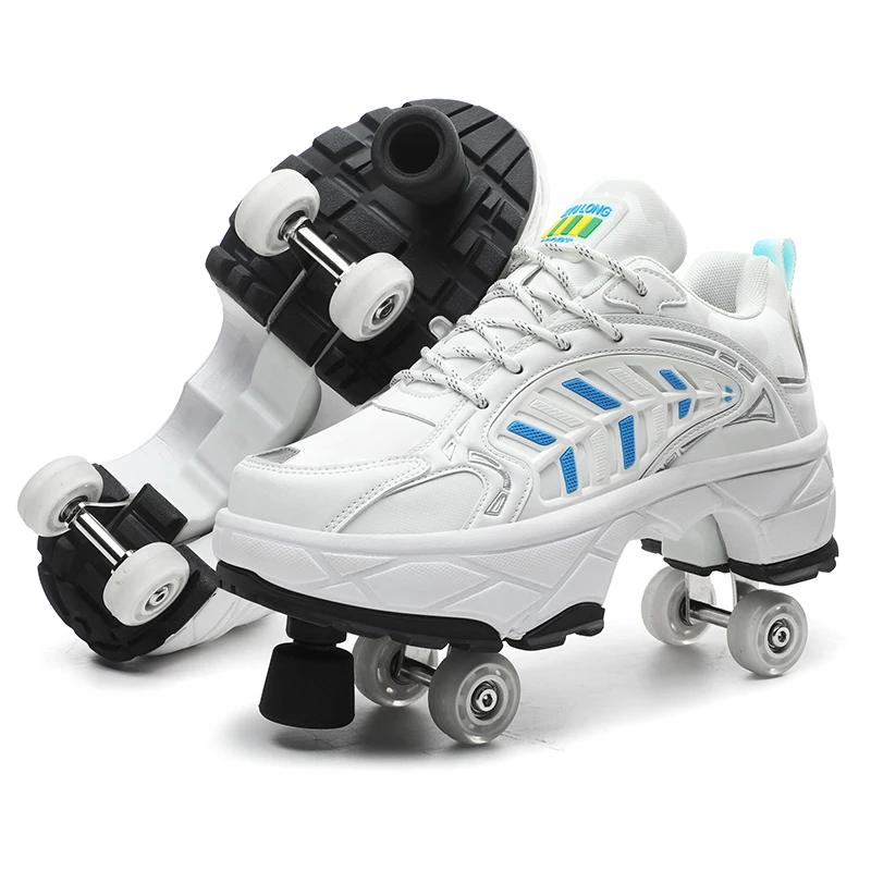 2025 New Roller Skates Students Outdoor Wheel Shoes Multi-functional Sports Shoes 33-43 Size High Quality Roller Skates