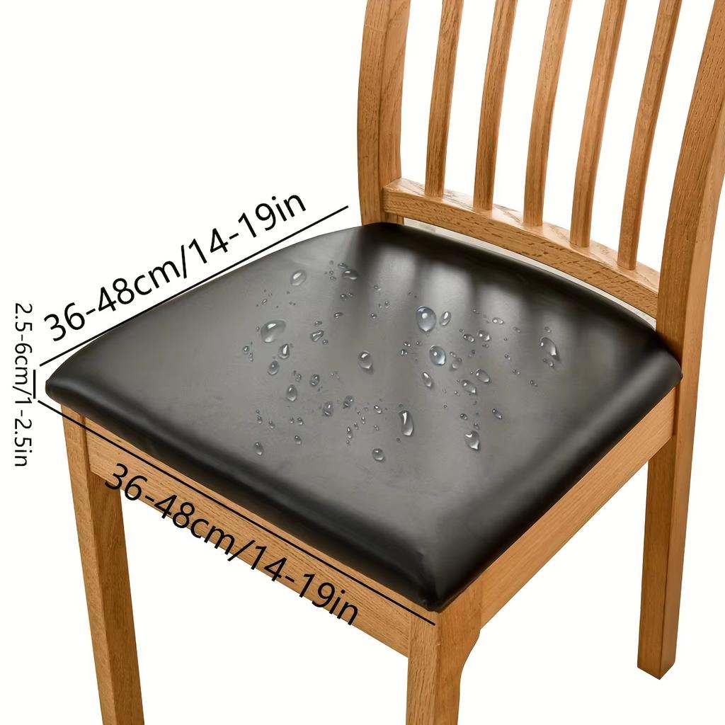 Waterproof PU Chair Cushion Cover For Kitchen Dining Room Leather Seat Cover Dining Room Chair Seat Cushion Cover Solid Color