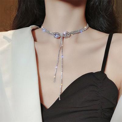 Colares Choker Laço de Luxo Mulheres Colar Corrente Borla Longa Casamentos Joias Presentes de Festa