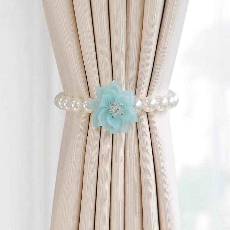 2pcs Curtain Straps a Pair of Cream Style Tied Tied Rope White Yarn Tied Belt Pearl Accessories Embellishment