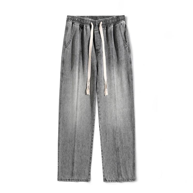 New Spring Men's Jeans Men's American High Street Design Warm Wide-leg Pants