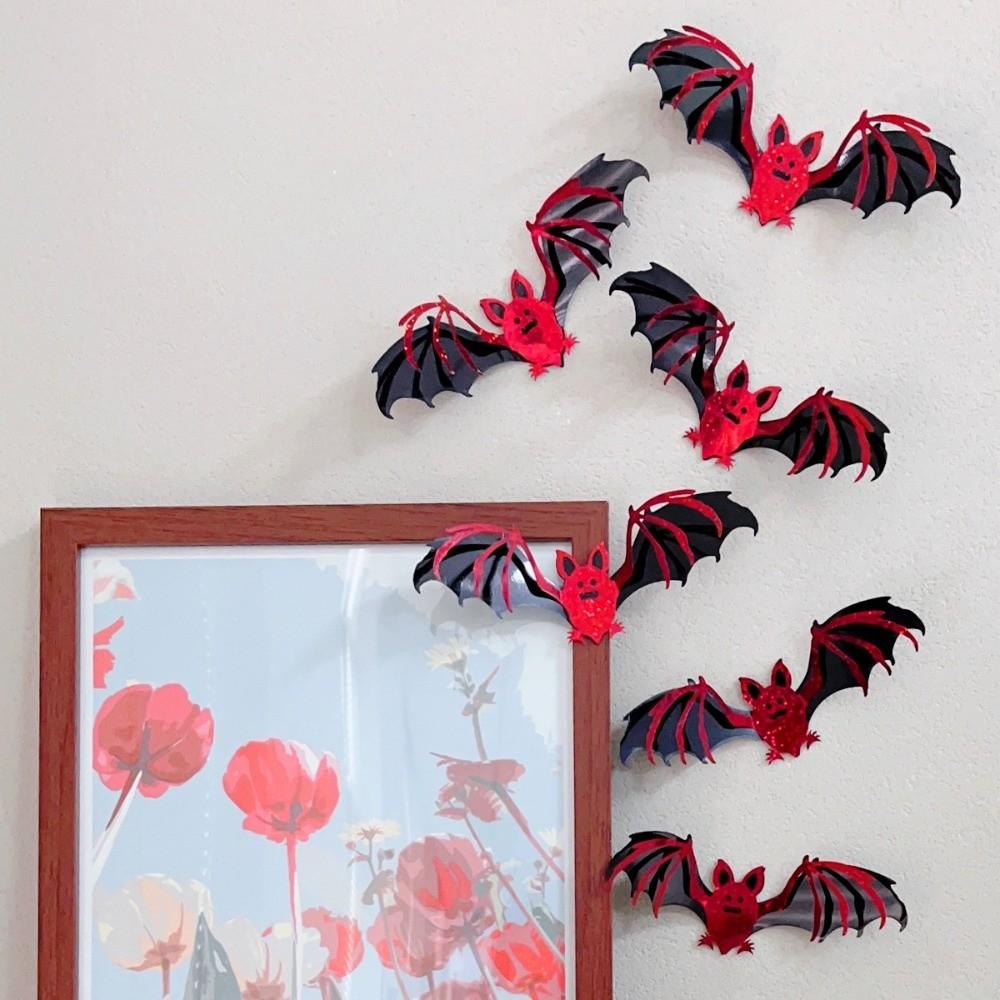 DIY Halloween Bat Stickers PVC 3D Wallpaper Decal Hollow Out Bat Wall Stickers  Home Decoration