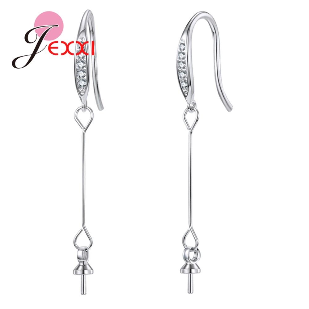 

1Pair 925 Sterling Silver Earring Hooks Accessories Inlaid With Rhinestones For DIY Earring Making Components Jewelry Finding