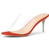 Allegra K Women's Clear Slip-On Stiletto Heel Slides, Orange, Size 23.5cm