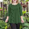 ZANZEA Women Casual Round Neck Loose 3/4 Sleeve Blouse