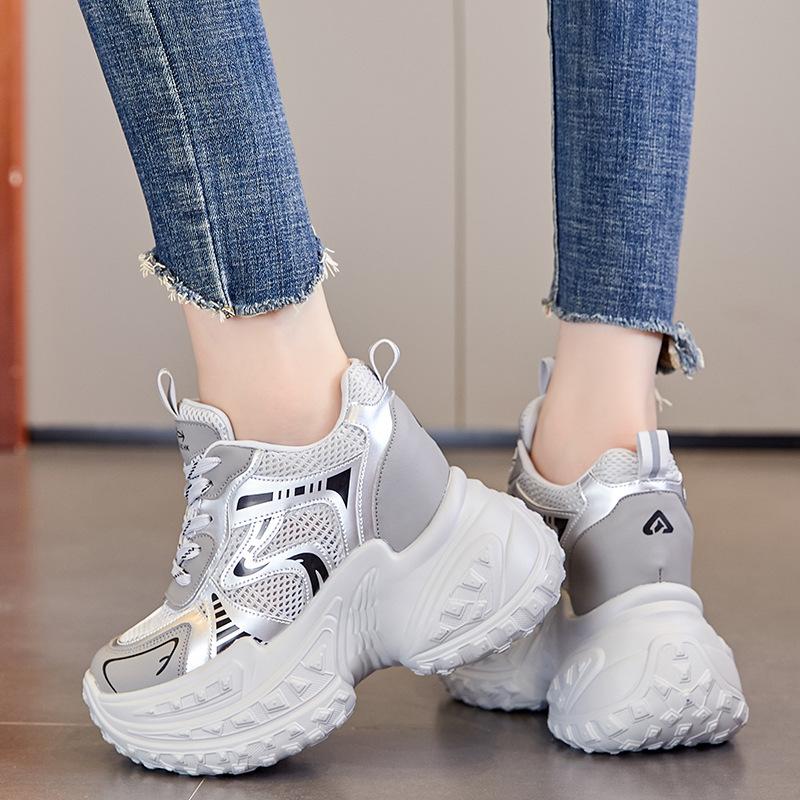 Inner height increase new breathable dad shoes platform mesh small sports and leisure shoes