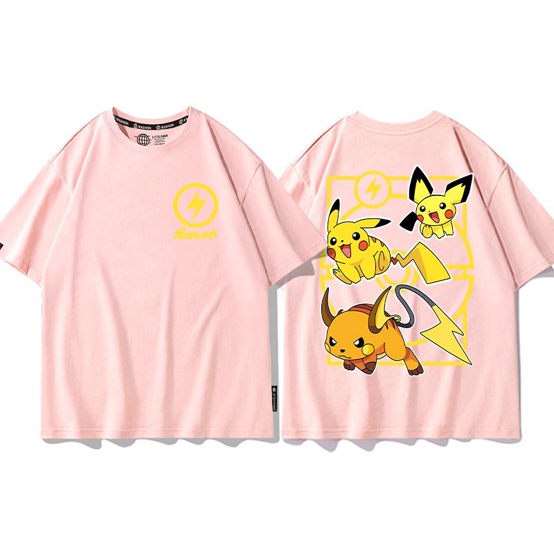 Pokémon Joint Tshirt Childrens Summer Mens and Womens Geng Gui Super Dream Clothes Boys Pokémon Short Sleeves