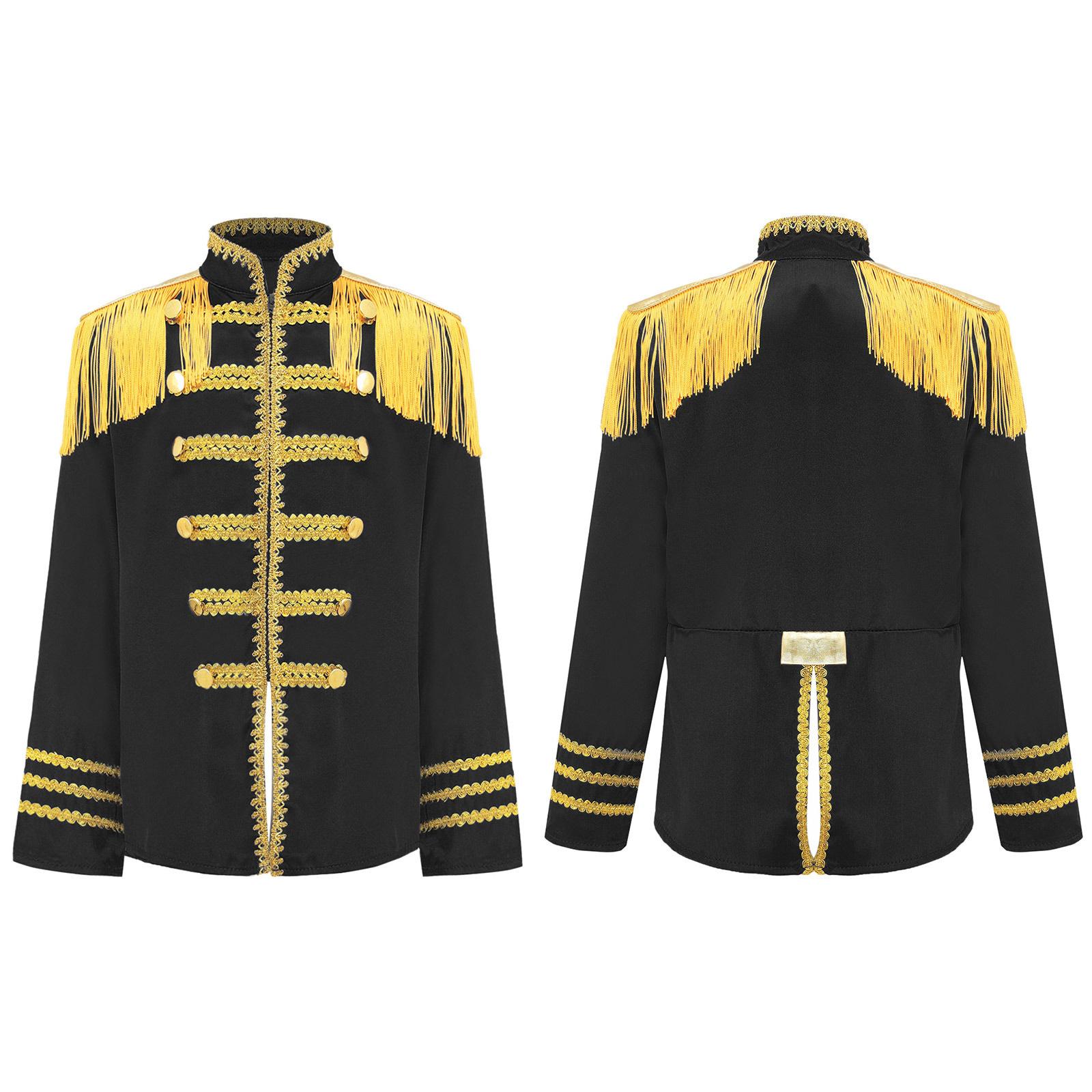 

Діти Дівчата Хлопчики Золота китиця Прикраса Рок-група Музикант Косплей Куртка Пальто Виступ Костюм Вінтаж Одягання Вечірка 7-8 Years чорний