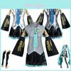 Hatsune Miku Vocaloid Pu Cosplay Góra Sukienka Krawat Zestaw Na Boże Narodzenie