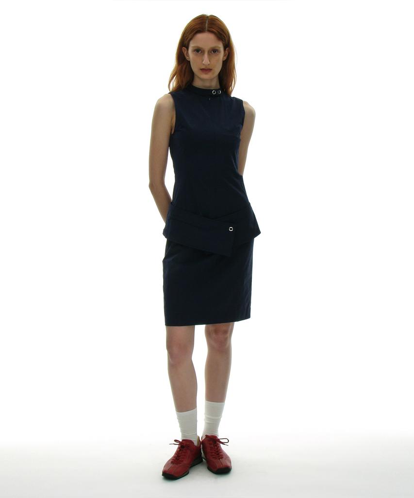 Partimento Woman Minimal Belted Dress_Navy