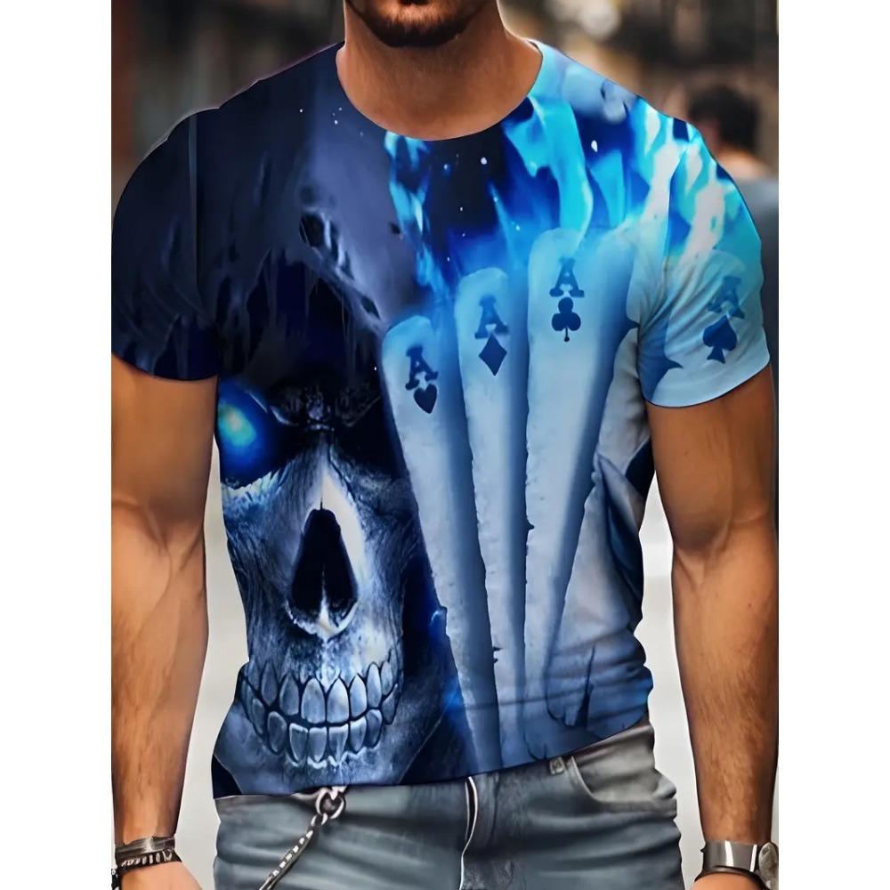 3D Poker King Printed T-shirt Harajuku Street Round Neck Short Sleeve T-shirt
