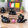 5Pcs/Set Black Cat Ornament Mini Figurines Miniature Resin Cute Kitten Micro Landscape Crafts Small Ornaments Desktop Decoration