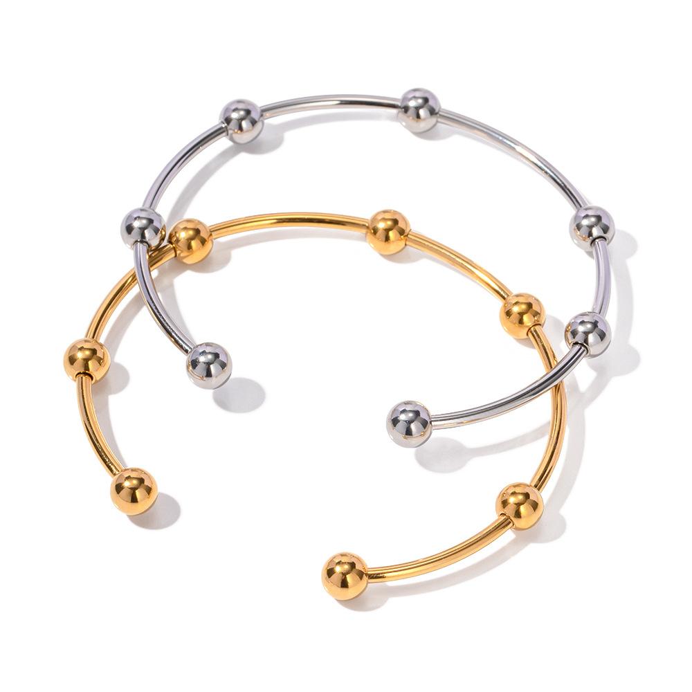 Fade Resistant Titanium Steel Bead Bracelet Minimalist Luxury Steel Ball Bangle Fashion Jewelry