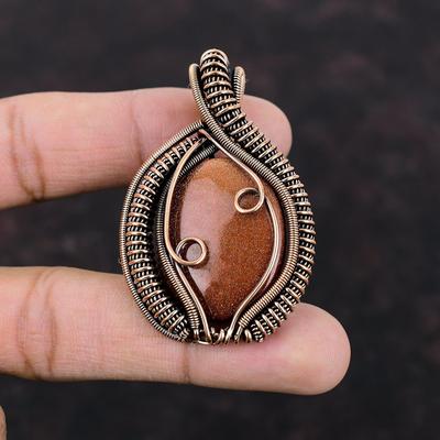 Sun Sitara Gemstone Pendant Copper Wire Wrapped Pendant Sun Sitara Jewelry Handmade Dainty Copper Jewelry Gift For Mom Wire Wrapping Jewelry