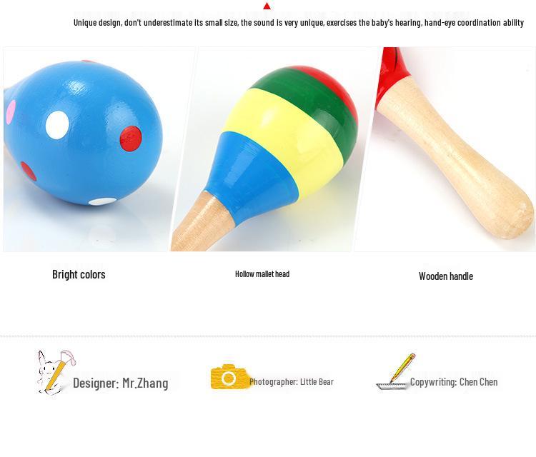 20cm Wooden Baby Grasping Maraca: Educational Sound Toy & Hand-Shaking Instrument for Grasping Training.