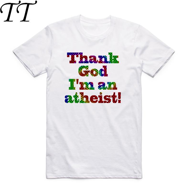 T-shirt manches courtes col rond homme et femme, humoristique, avec impression dieu merci, je suis un Atheist S