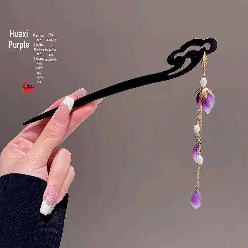 Vintage Tassel Alloy Wooden Hairpin for Women - Elegant Retro Updo Accessory