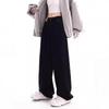 Plus Size Black Fleece-Lined Denim Pants for Women - Autumn/Winter High Waist Wide Leg