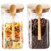 Pokaro Tea Glass Glass Storage Containers for the Set of with Airtight Bamboo Lids and Perfect for Storing Coffee Tea and More Canisters, 1480ml,