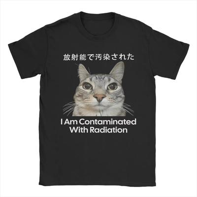 Jsem kontaminován radiací Meme Kočka Japonské Tričko Dámské Topy Vtipné Tričko s Krátkým Rukávem Unikátní Trička