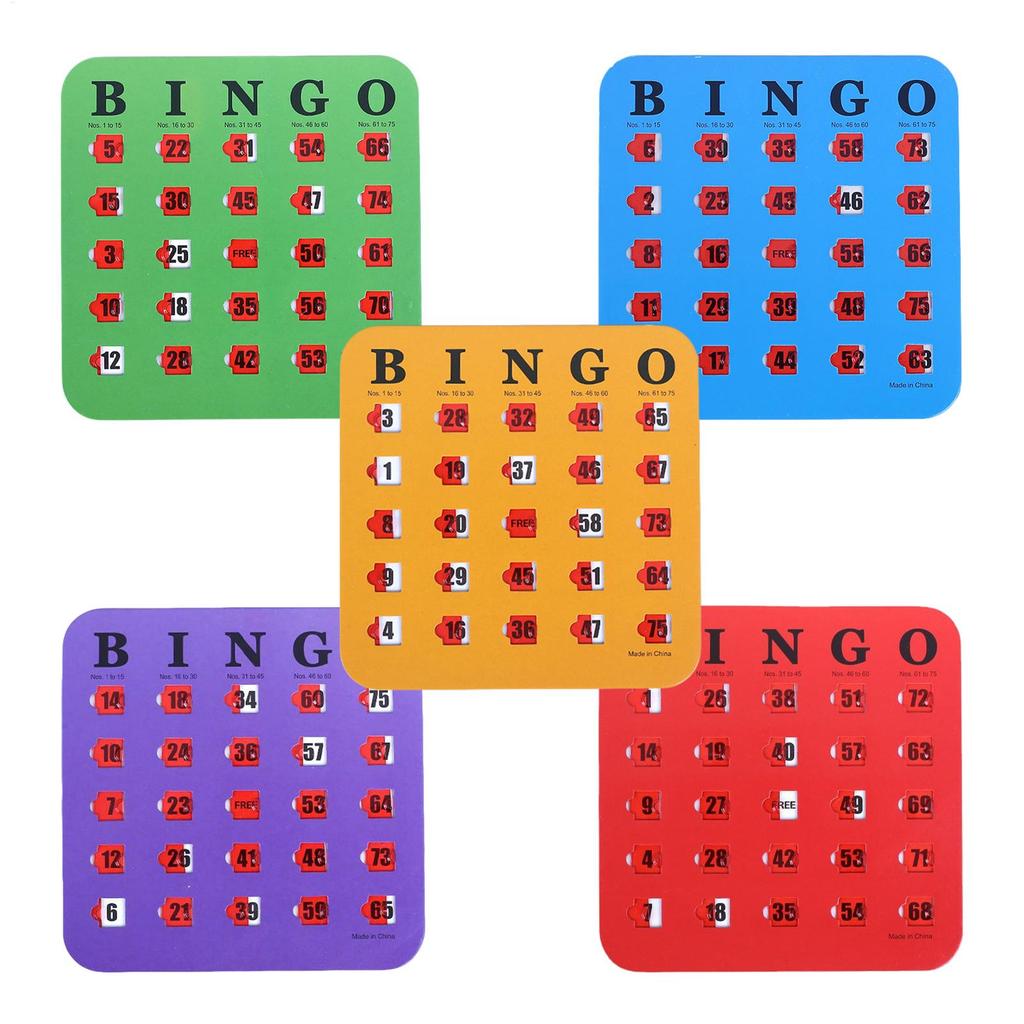 5 ks Stíracích Bingo Karet s krytkami a posuvníky, Logická Hra na Rozvoj Myšlení, Loterijní Karty, Párty Hra na Prsty