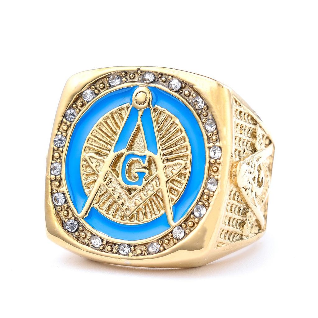 2026 Dominanter Retro Diamantbesetzter AG Freimaurerform Ring Personalisierter Retro Mode Schmuck