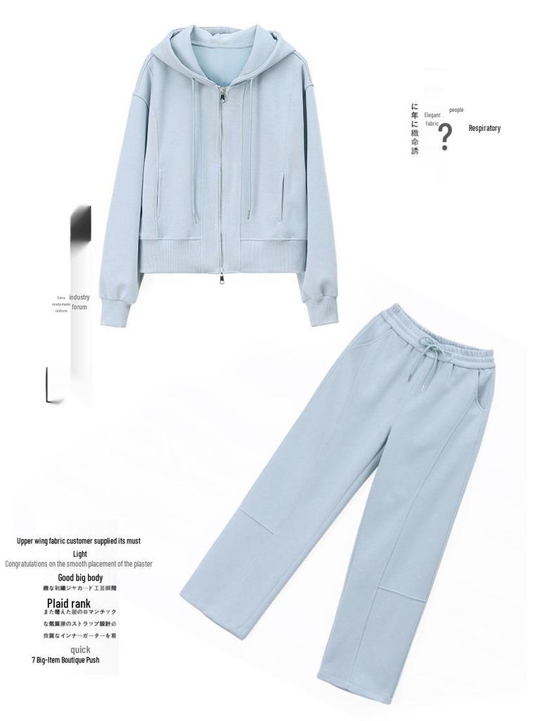 Women's Spring & Autumn 2025 Fashionable Casual Sportswear Set: Loose Sweatshirt & Wide-Leg Pants Two-Piece 