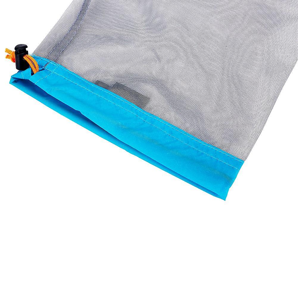 Ultraleichter Mesh-Sack mit Kordelzug für Outdoor-Reisen, Wandern, Camping, Aufbewahrungstasche(Blau XL)