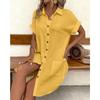 Summer Minimalist V-neck Button Up Dress for Women