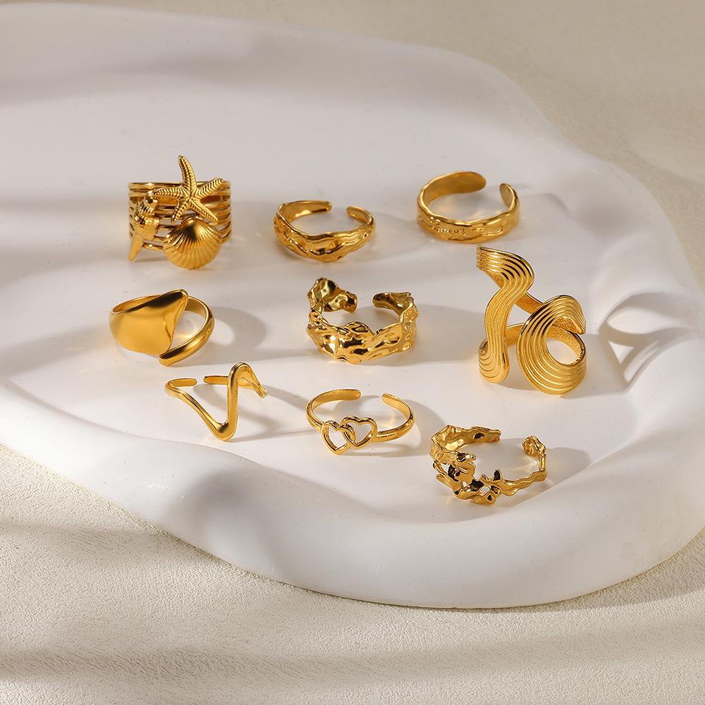 European & American Serpentine Curve Geometric Open Ring - Non-fading Fashion Design