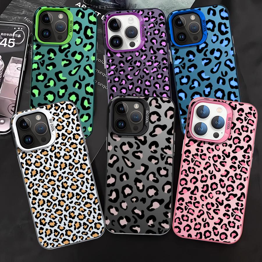 Leopard Print Pattern Six Color Phone Case For iPhone 16 15 14 13 12 11 Pro Max 7 8 Plus XR XS Max Shockproof Matte Back Cover