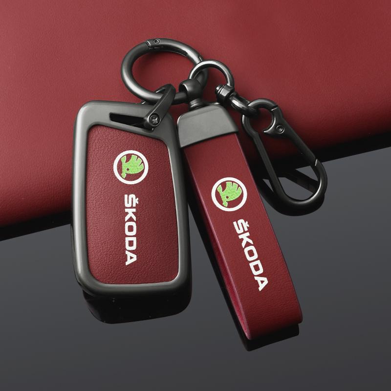 For Skoda Kodiaq Superb A7 High-Quanlity Leather Car Remote Key Case Cover Shell Auto Keychain Accessories agk633