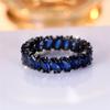 Luxury Cute Female Blue Zircon Stone Ring Vintage Fashion Black Gold Color Wedding Jewelry For Women