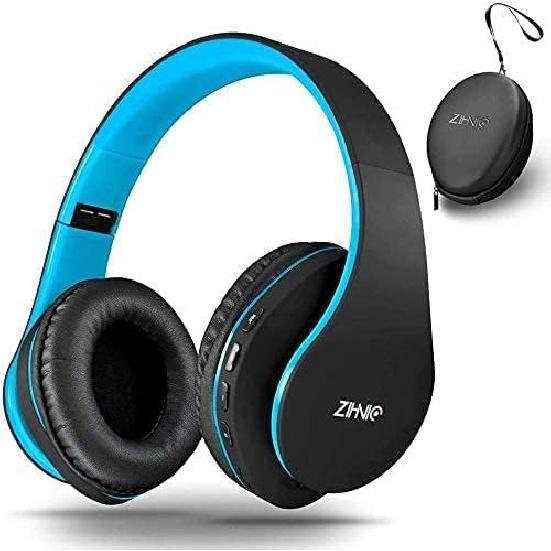 ZIHNIC Bluetooth Headphones Over-Ear, Foldable Wireless and Wired Stereo Headset Micro SD/TF, FM for Cell Phone,PC,Soft Earmuffs &Light Weight for