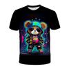 Camiseta Masculina com Estampa de Urso Fofo, Manga Curta Estampada em 3D de Animal de Estimação, Top Casual de Moda Tendência para o Verão