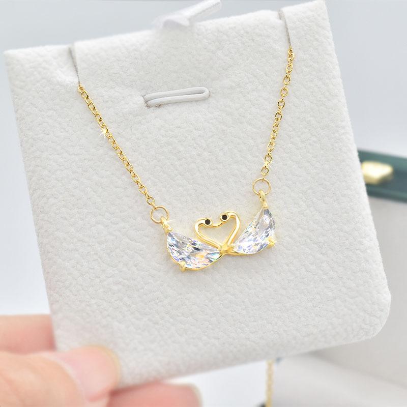 

Summer Zircon Double Swan Necklace Female Star Street Shot High-End Beautiful Pendant
